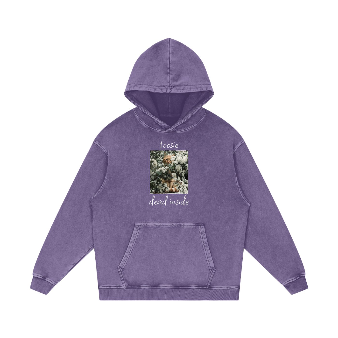 Dead Inside Snow Washed Loose Fit Cotton Hoodie