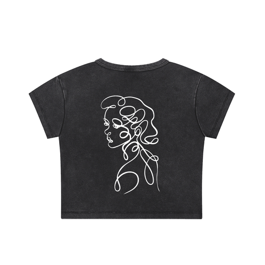 True Blue Snow Washed Crop Top