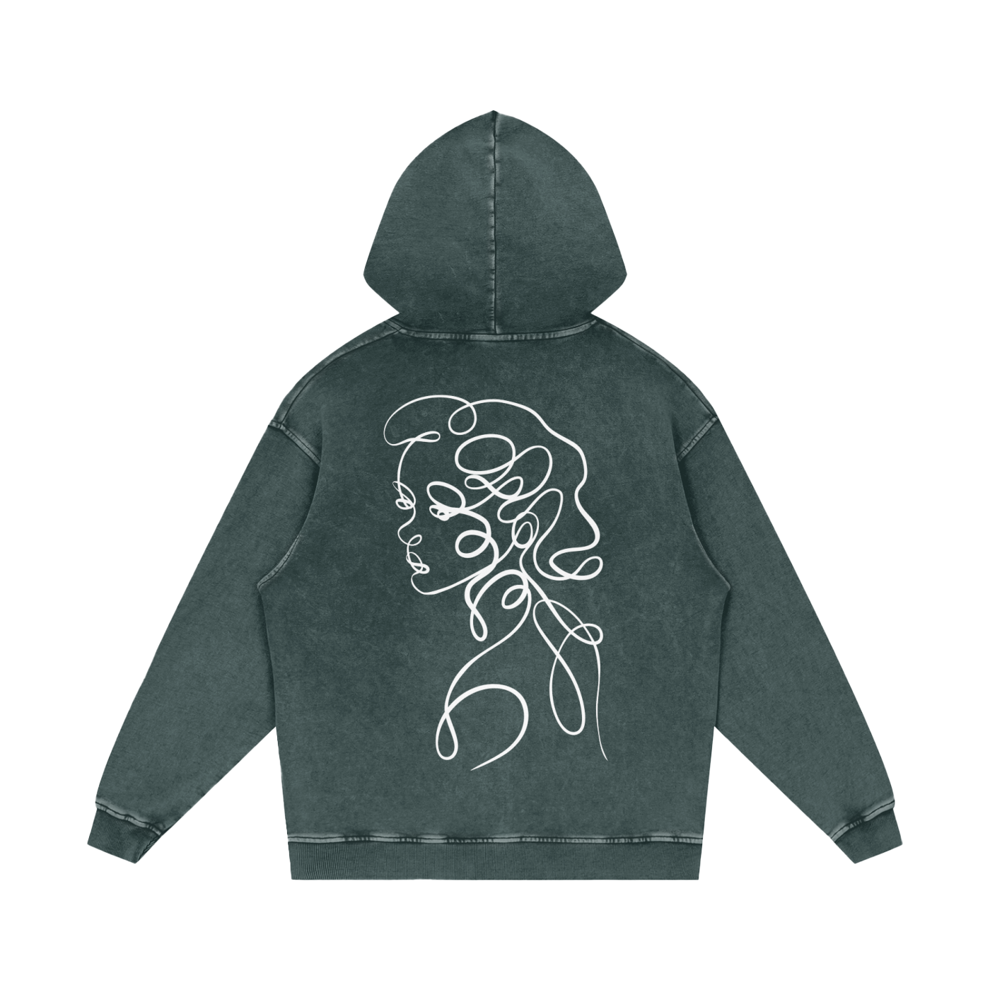 True Blue Snow Washed Loose Fit Cotton Hoodie