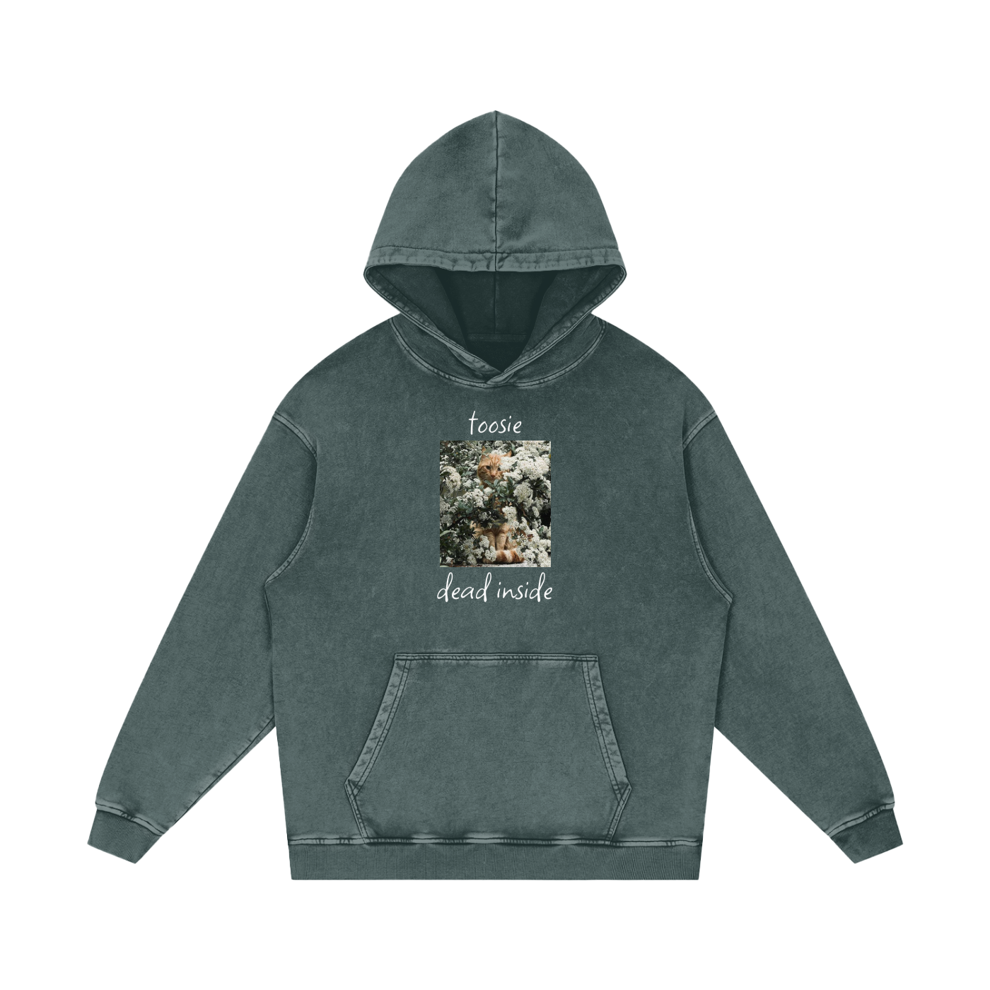 Dead Inside Snow Washed Loose Fit Cotton Hoodie