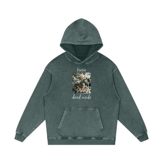Dead Inside Snow Washed Loose Fit Cotton Hoodie