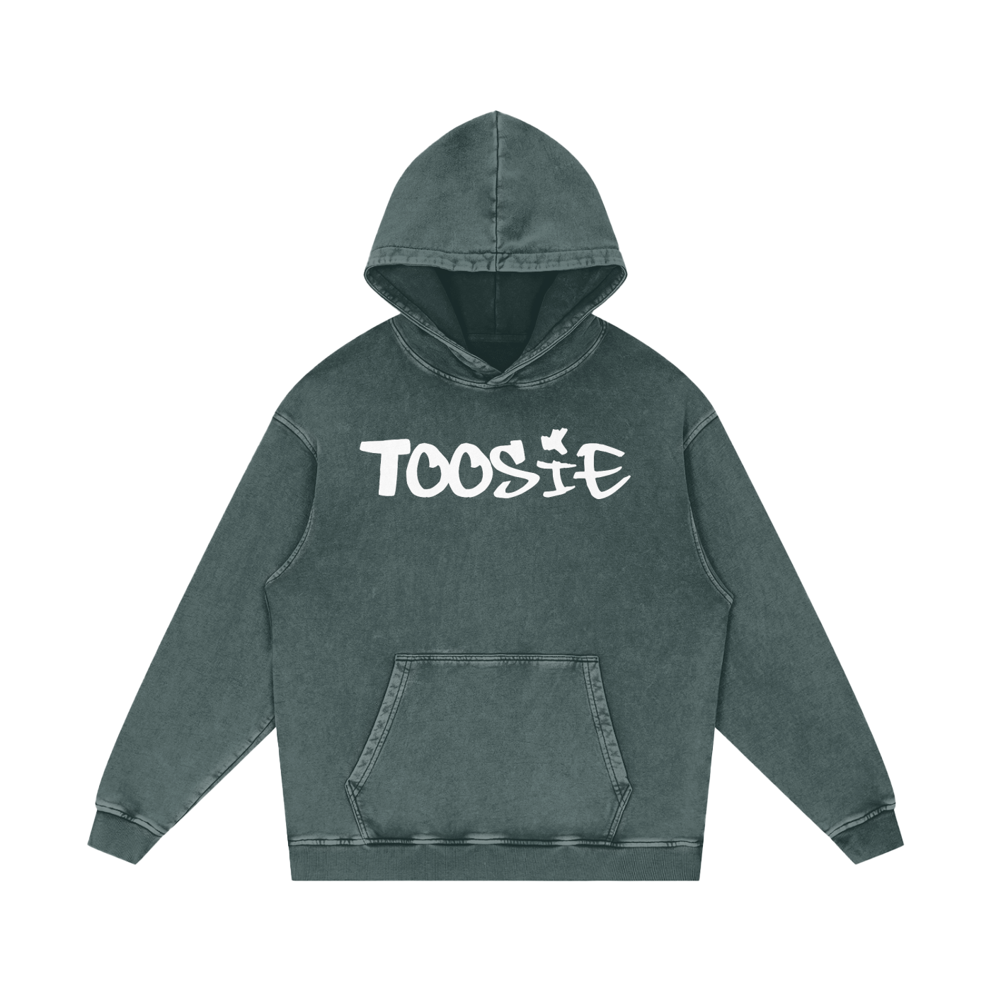 True Blue Snow Washed Loose Fit Cotton Hoodie