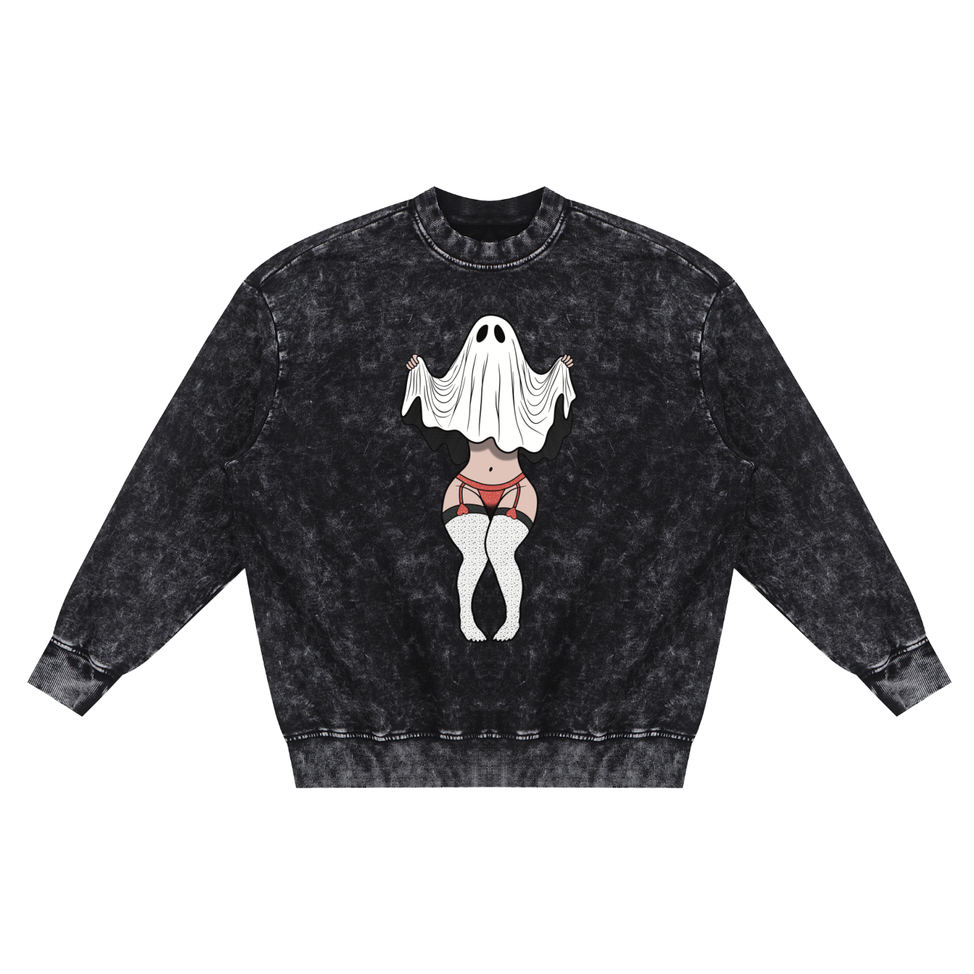 Peek-A-Boo Snow Washed Crew-Neck