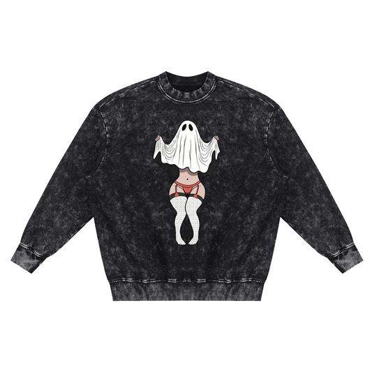 Peek-A-Boo Snow Washed Crew-Neck