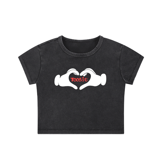 Love You Snow Washed Crop Top
