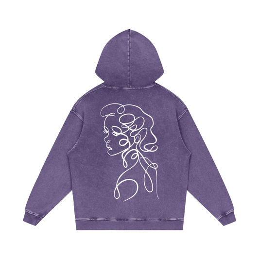 True Blue Snow Washed Loose Fit Cotton Hoodie