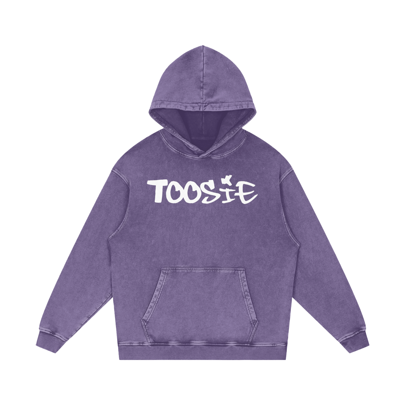 True Blue Snow Washed Loose Fit Cotton Hoodie