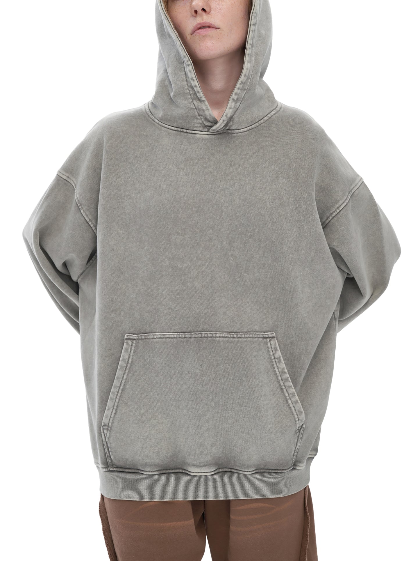True Blue Snow Washed Loose Fit Cotton Hoodie