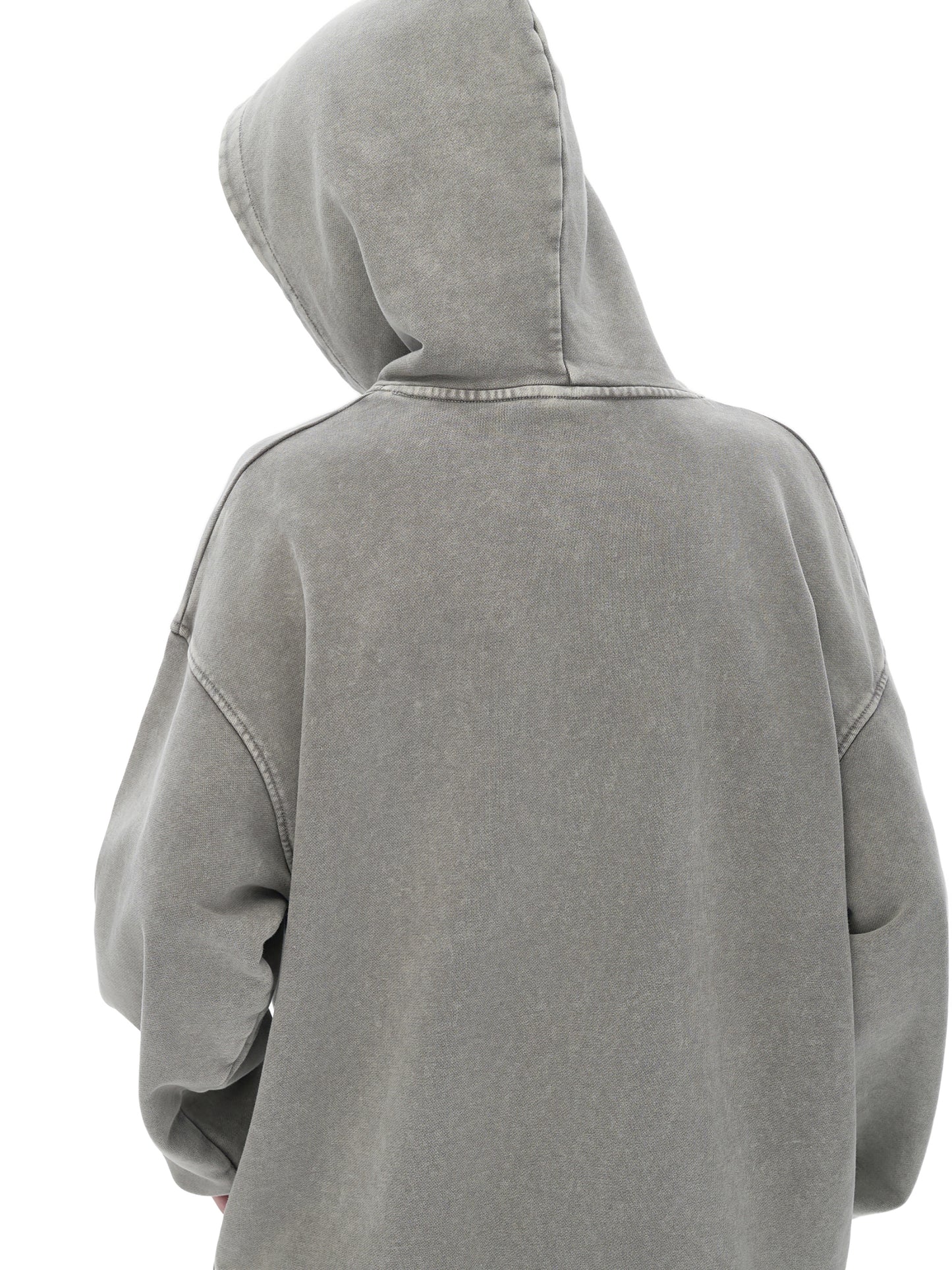 True Blue Snow Washed Loose Fit Cotton Hoodie