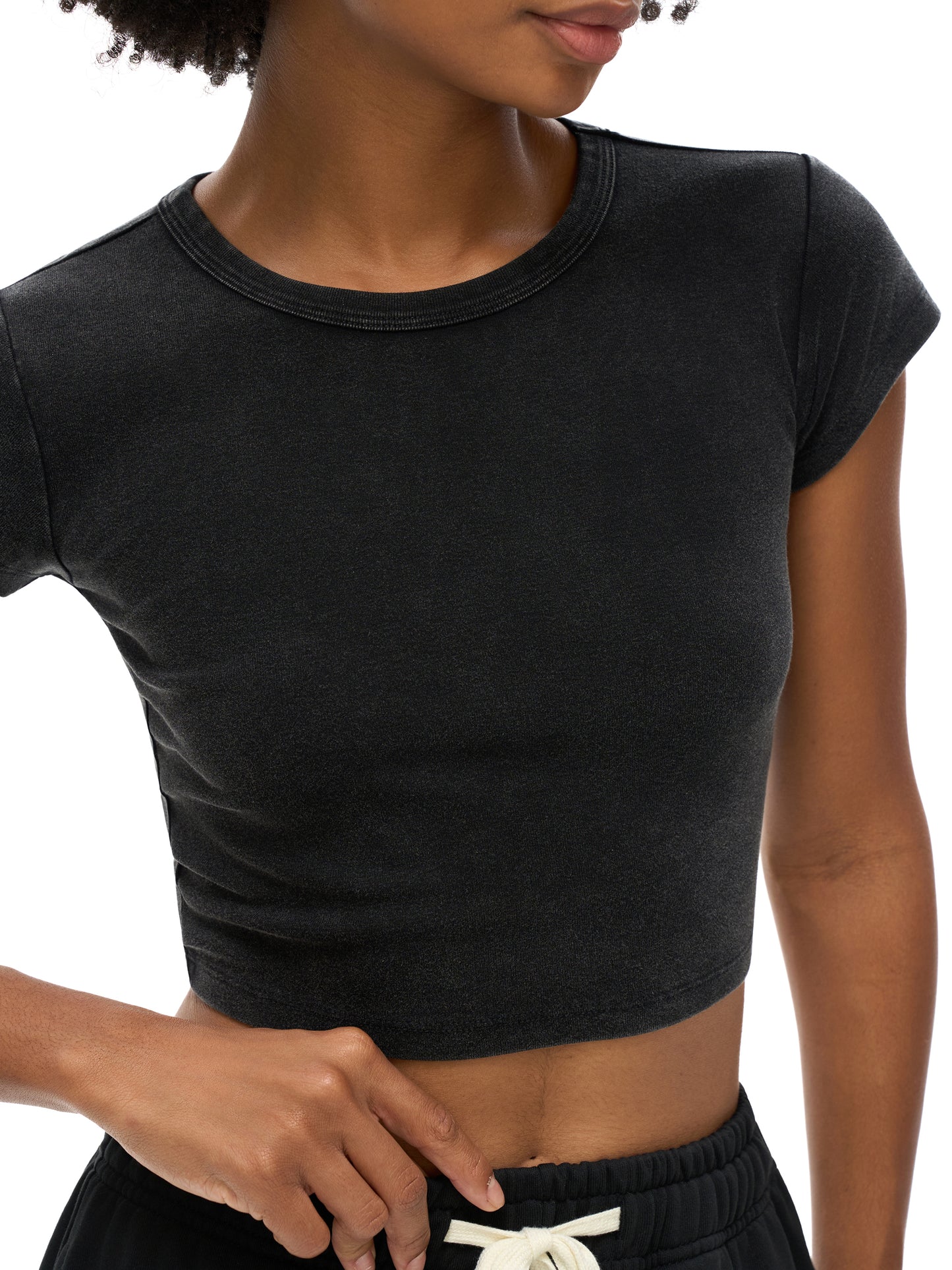 True Blue Snow Washed Crop Top